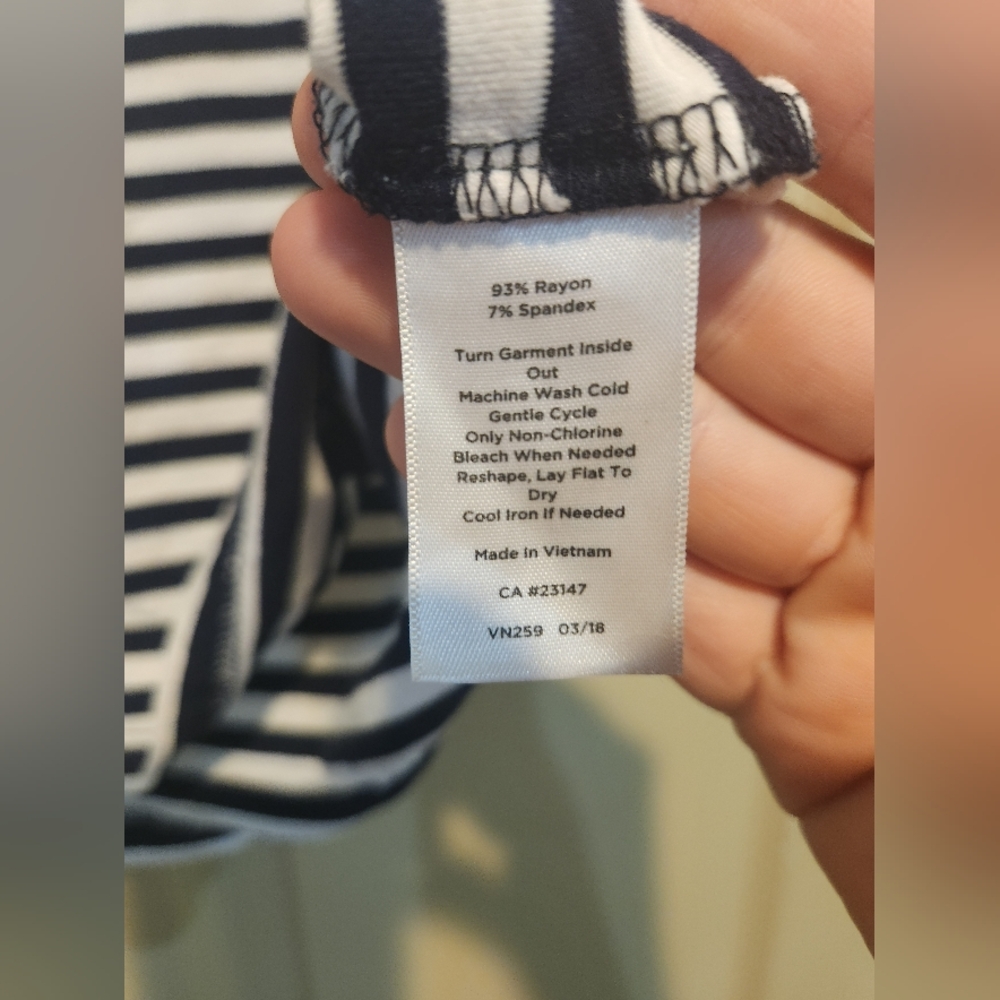Talbots Black and White Striped Short Sleeve Top Size Large - Picture 4 of 4